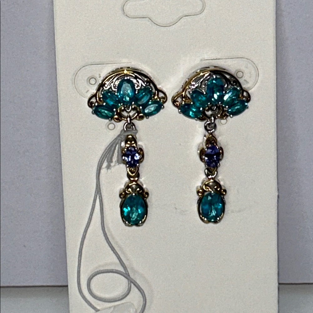NWT Gems En Vogue Sterling Palladium Apatite Tanzanite Genuine Gemstone Earrings